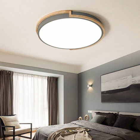 Plafonnier LED 30 cm, plafonnier moderne à encastrer, lumière décorative grise, luminaires à proximité du plafond (lumière chaude) (1/5)