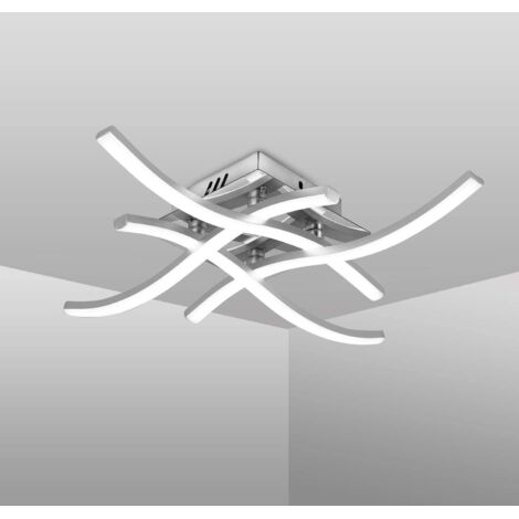 Plafonnier LED moderne, plafonnier ondulé à montage encastré 24 W, plafonnier design à quatre branches pour chambre, couloir, cuisine, salon (1/5)