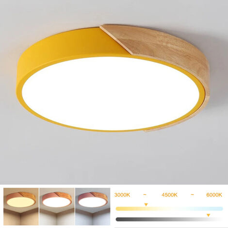 Plafonnier LED à intensité variable 50 cm, Plafonnier moderne en métal avec télécommande, lumières décoratives jaunes 48 W, 3 températures de couleur (1/5)