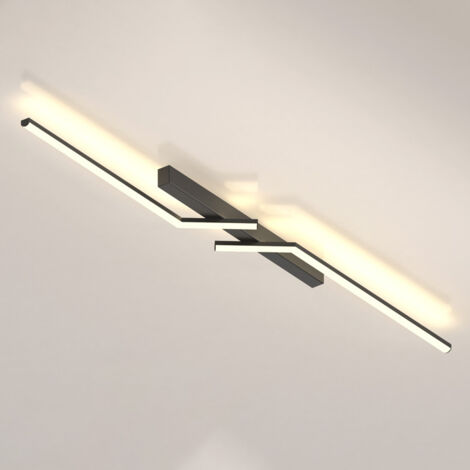 Plafonnier, Plafonnier LED 120cm, Applique Moderne, Lustre Métal, Lumière Chaude 3000K, Noir (1/5)