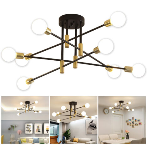 Lustre Spoutnik, éclairage suspendu nordique moderne du milieu du siècle, luminaire de plafond à 8 lumières (ampoule non incluse) (1/5)