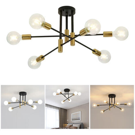 Lustre Spoutnik, éclairage suspendu nordique moderne du milieu du siècle, luminaire de plafond à 6 lumières (ampoule non incluse) (1/5)