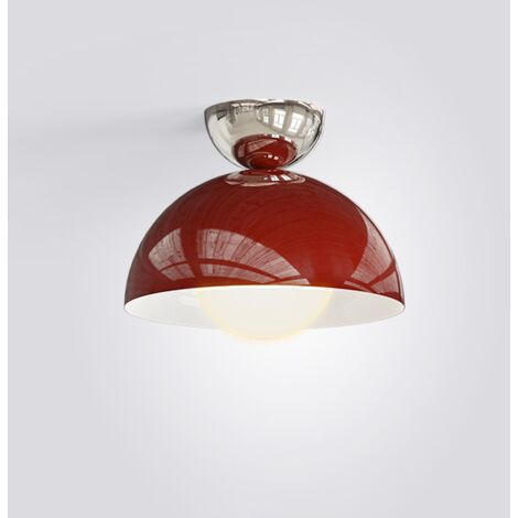 Plafonnier, Lustre en métal avec ampoule, Plafonnier semi-encastré, Suspension, 3 températures de couleur réglables, Rouge (1/5)