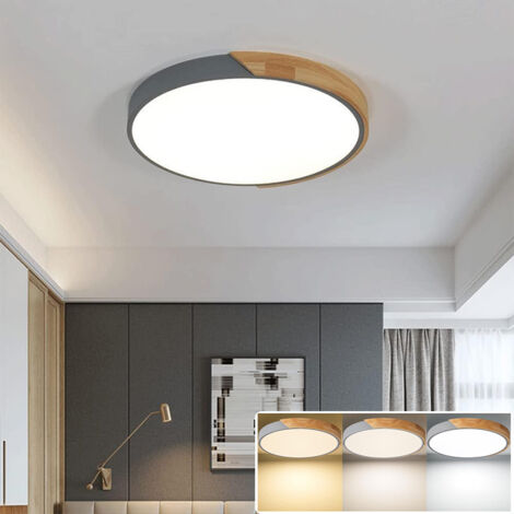 Plafonnier LED 30CM, Plafonnier en métal, Plafonnier Moderne 24W, Lumières Décoratives Grises, 3 températures de couleur (3000K6000K) (1/5)