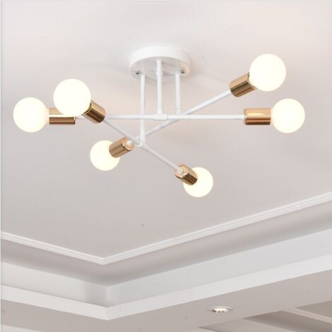 Plafonnier moderne Spoutnik, 6 lumières, plafonnier semi-encastré en métal du milieu du siècle pour chambre à coucher, salle à manger, salon, couloir