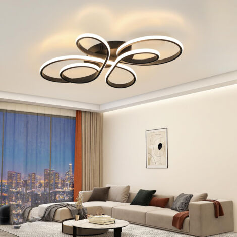 Plafonnier LED 80 cm, lustre LED créatif à anneau de fleurs 82 W, plafonnier moderne, lumière blanche chaude 3 000 K