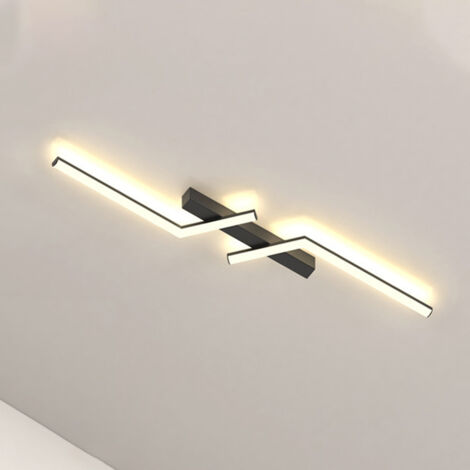 Plafonnier, Plafonnier LED 60cm, Applique Moderne, Lustre Métal, Lumière Chaude 3000K, Noir (1/5)