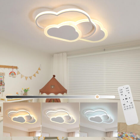 Plafonnier LED, plafonnier pour chambre d'enfant 42 W avec télécommande, plafonnier LED nuage à intensité variable 52 cm, 3000-6000 K (1/5)