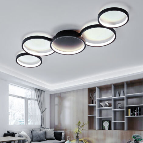 Plafonnier LED, Lustre LED rond à 5 têtes, Suspension LED à économie d'énergie, Plafonnier moderne en métal, Plafonnier suspendu, Lumière blanche (1/5)
