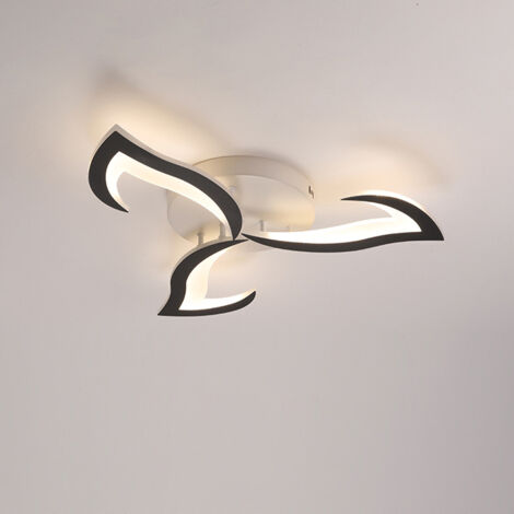Plafonnier à intensité variable, lustre LED semi-encastré, plafonnier à télécommande/contrôle par application, lustre design en forme de pétales, noir (1/5)