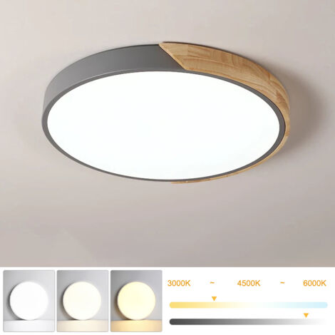 Plafonnier LED à intensité variable 50 cm, Plafonnier moderne en métal avec télécommande, lumières décoratives grises 48 W, 3 températures de couleur (1/5)