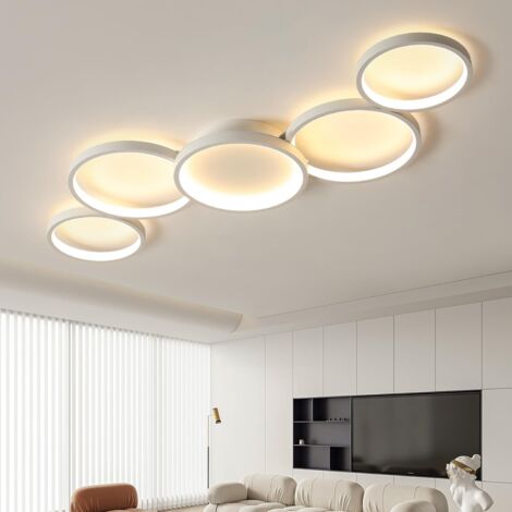 Plafonnier LED moderne, lustre LED rond à 5 têtes, suspension LED à économie d'énergie, plafonnier en métal, plafonnier suspendu, lumière chaude (1/5)