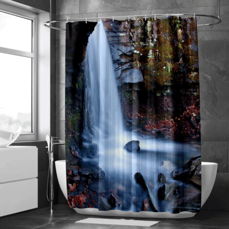 Rideau de douche nature arbustive, motifs colorés, tissu résistant à l'eau, déco intime - 90x180cm