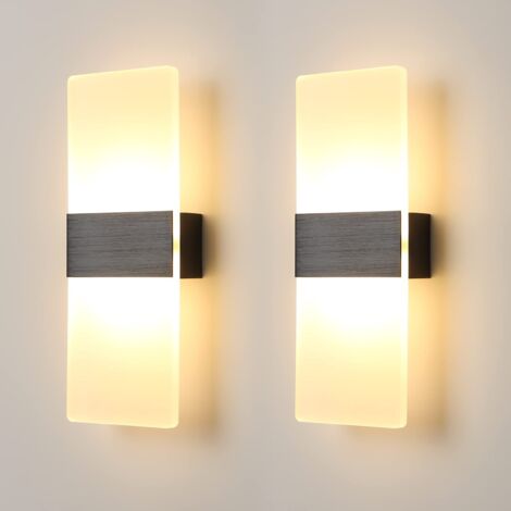 Lot de 2 appliques murales LED, lampe de chevet, applique murale d'intérieur, luminaires décoratifs modernes, lumière chaude 3000 K