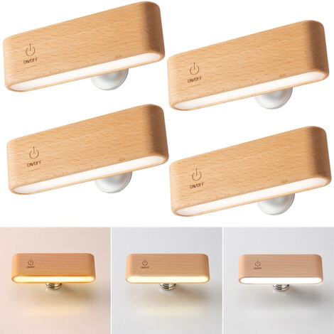 Lot de 4 lampes murales LED rechargeables, veilleuse magnétique à luminosité réglable, lampe de lecture tactile rotative à 360° (1/5)