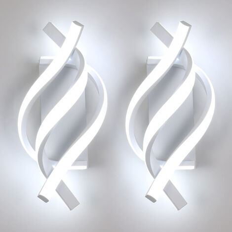 Lot de 2 appliques murales, appliques murales LED modernes en spirale, appliques murales LED en aluminium, lumière blanche froide 6000K