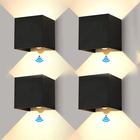 Lot de 4 appliques murales rechargeables avec détecteur de mouvement, magnétiques sans fil, angle de faisceau réglable, 2 modes d'éclairage, 4 000 mAh (1/5)