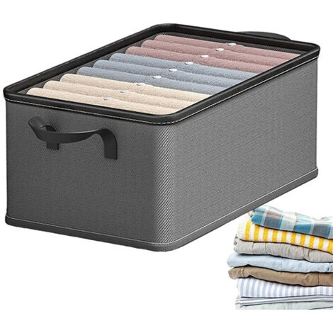 Boîte de rangement pour chambre à coucher 473530CM, boîte de rangement pour vêtements, sac de rangement pliable, gris, avec poignée (1/5)