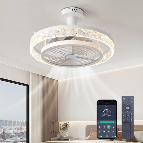 Ventilateur de plafond moderne avec éclairage intégré, contrôlé par application, 45 W, φ50 cm, 3000 K/4500 K/6000 K, 6 vitesses réglables, plafonnier. (1/4)