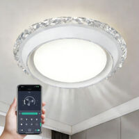 BOMCLAP Plafonnier moderne sans feuilles avec ventilateur, ventilateur électrique blanc, φ50cm, luminaires pour maison intelligente,Vent de force 6