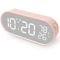 Réveil LED, horloge miroir, double réveil tactile USB, avec mesure de la température et de l'humidité, horloge électronique, horloge rétroéclairée.