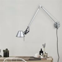BOMCLAP Applique murale moderne à bras pivotant réglable, applique métallique E27, avec interrupteur, 12 W, lampe de lecture et de bureau d'intérieur