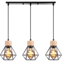 Lustre industriel, plafonnier cage en métal, suspension vintage, lampe suspendue avec ampoule chaude, longueur de corde de suspension réglable