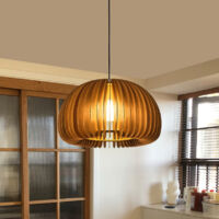Lustre, suspension 45 cm avec ampoule, suspension de plafond, lumières décoratives, lumière blanche chaude (noyer)