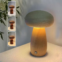 Lampe de table LED sans fil, lampe de bureau rechargeable en forme de champignon, petite veilleuse tactile, gradation continue à 3 couleurs