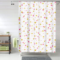 Rideau de douche motif flamant rose tropical, polyester imperméable,180x180 cm,Polyester,Rose