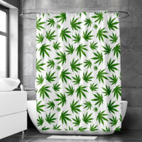 Rideau de douche motif feuilles de cannabis vertes, rideau salle de bain imperméable, 150x180 cm