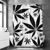 Rideau de douche motif feuilles de cannabis tropicales, polyester imperméable, 90x180 cm