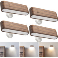 Lot de 4 lampes murales LED rechargeables, veilleuse magnétique à luminosité réglable, lampe de lecture tactile rotative à 360°