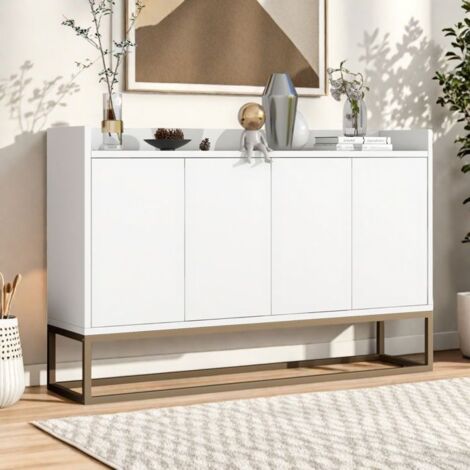 Buffet muy - TANANT - 4 puertas - Blanco - 120x30x80cm - Estilo moderno escandinavo