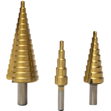 Ribimex set 3 punte frese a scalini hss per legno acciaio plastica
