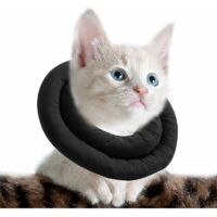 Collare per gatti regolabile, collare per gatti morbido, collare protettivo per animali domestici dopo l'intervento chirurgico (S, nero)