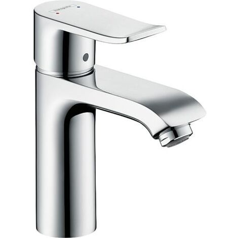 hansgrohe Metris Mitigeur de lavabo monocommande 110 pour basse pression/chauffe-eau ouverts avec garniture de vidage à tirette Chromé, 31074000 (1/3)