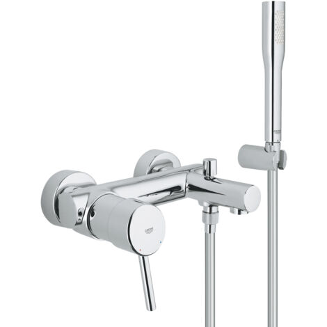 Grohe – Mitigeur de baignoire monocommande Concetto chromé – Technologie EcoJoy – Douchette Euphoria – Limiteur de débit ajustable – 32212001