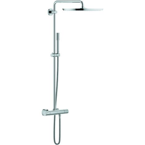 Système de douche thermostatique Grohe Rainshower 400 – Pomme de douche haute – Bras orientable 450 mm – Tuyau métal 175 cm – Cartouche TurboStat