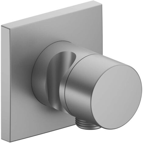 Robinet Keuco IXMO 59557, robinet d'arrêt et de commutation 2 voies avec raccord de flexible et support de douche, encastré, poignée pure, Coloris: finition aluminium - 59557170202 (1/2)