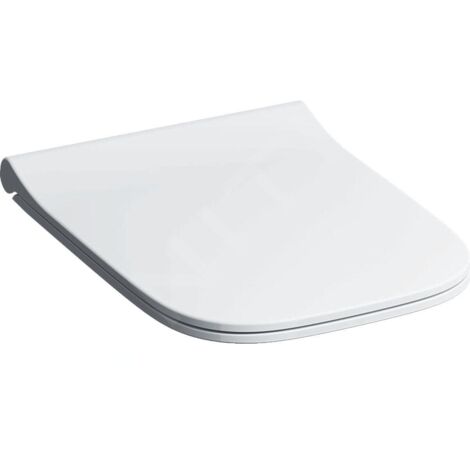 Geberit – Abattant WC softclose en duroplast – Couleur blanche – Charnières en laiton chromé – Dimensions 350x450mm – Distance de fixation 155mm - SW417373 (1/4)