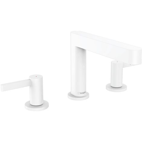 HANSGROHE Mélangeur de lavabo 3 trous 110, bonde Push-Open Finoris blanc mat (1/5)