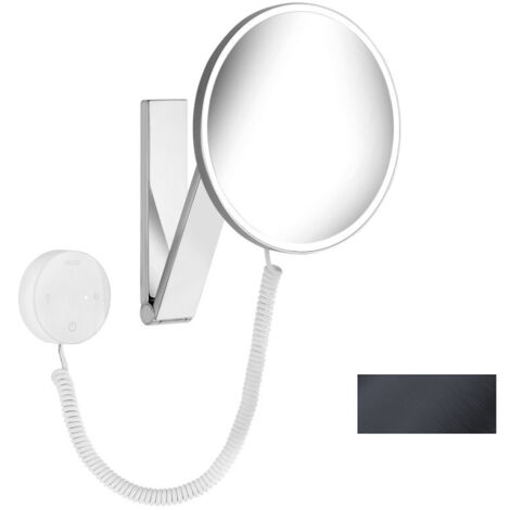 Miroir grossissant Ilook move, rond, chromé noir brossé, éclairé, panneau de commande en verre KEUCO (1/3)