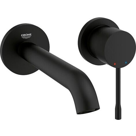 Grohe – Mitigeur de lavabo mural 2 trous Essence phantom black – Projection 183mm – Cartouche céramique – Débit 5 l/min
