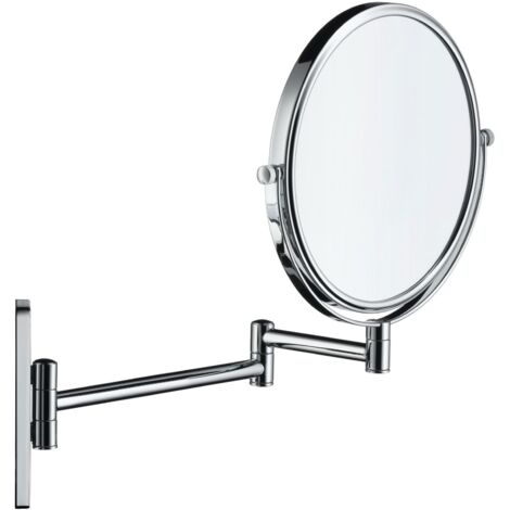 Duravit – Miroir cosmétique grossissant 3x – Diamètre 200 mm – Surface chromée facile à entretenir – Montage mural pivotant 180° (1/9)