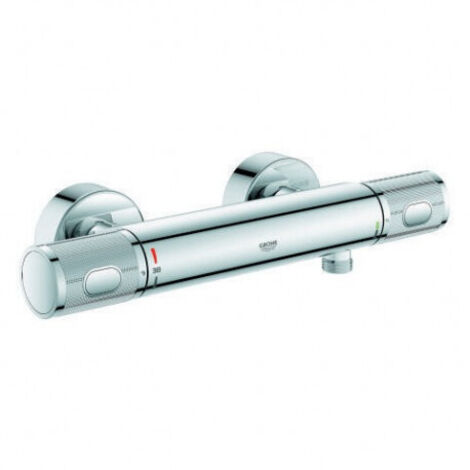 Grohe – Mitigeur thermostatique de douche chromé – Technologie TurboStat pour température constante – Bouton SafeStop à 38 °C – Installation murale apparente