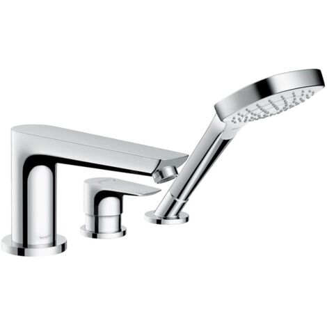 Hansgrohe – Mitigeur bain douche 3 trous – Finition chromée brillante – Système Secuflex pour installation sécurisée – Inverseur automatique (1/5)