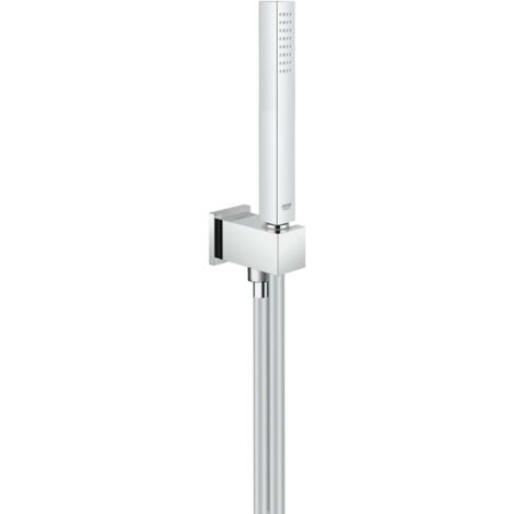 Grohe – Pommeau de douche 1 jet avec support mural et flexible SilverFlex 1.25m – Technologie DreamSpray pour jet uniforme – SKU 26405000