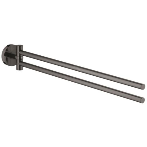 Grohe Essentials Porte-serviettes en métal avec 2 bras pivotants, Hard Graphite (40371A01) (1/3)