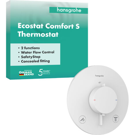Hansgrohe Ecostat Comfort S - Mitigeur thermostatique encastré, 2 sorties, blanc mat 33715700